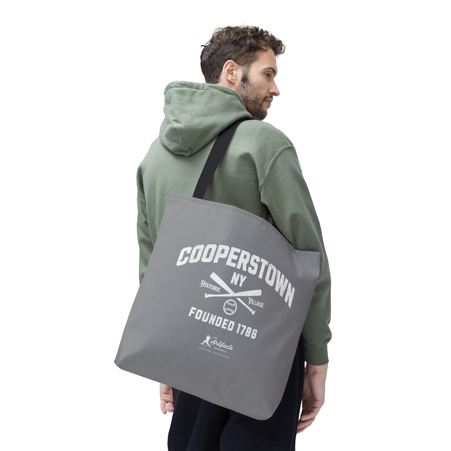 Cooperstown, NY Tote Bag_Gray w White Print