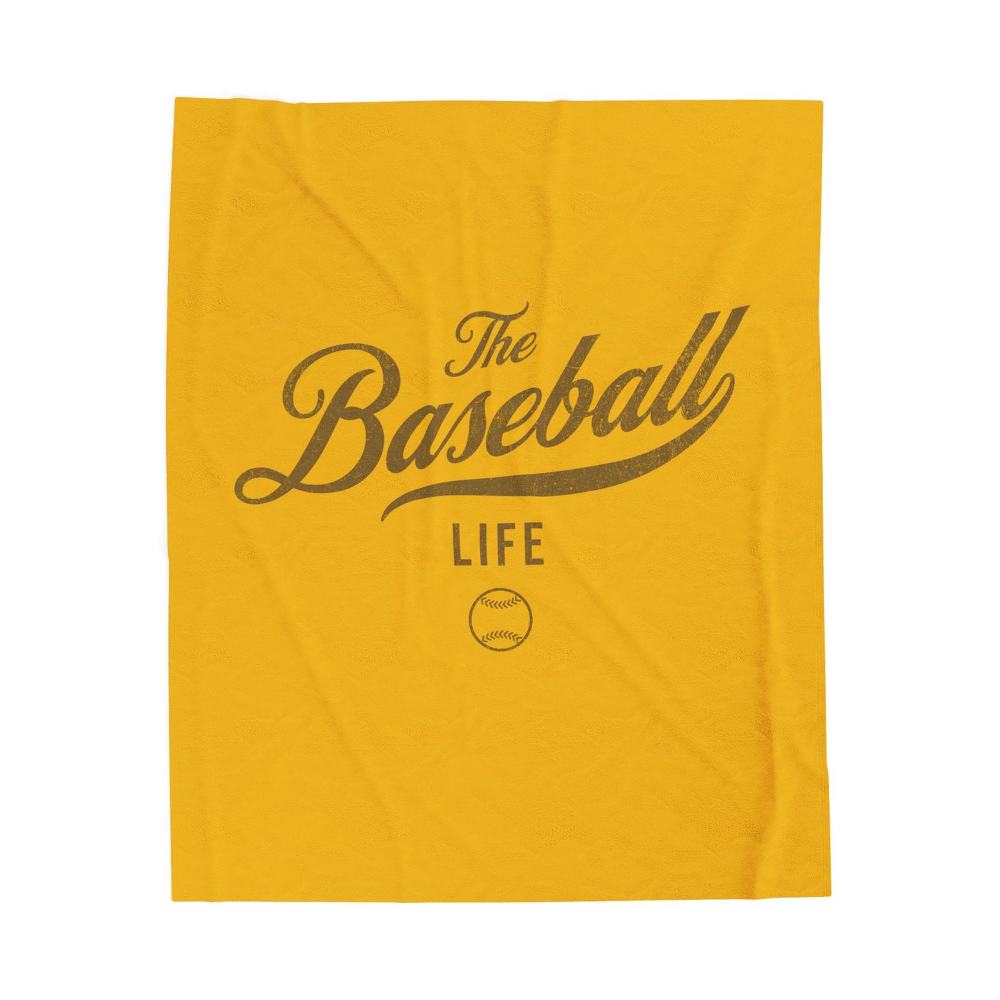 Velveteen Plush Blanket_Yellow Gold with Old Gold Print