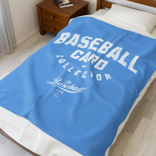 Velveteen Plush Blanket_Baseball Card Collector_Carolina Blue