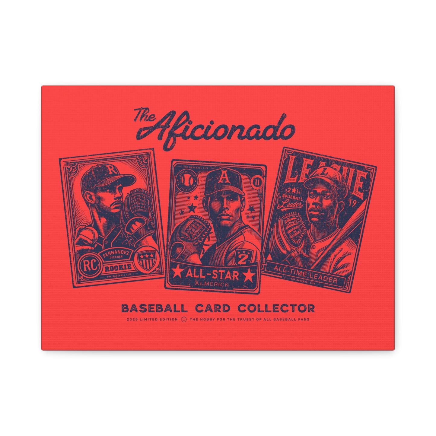 The Aficionado Baseball Card Collector Wall Art Canvas_Coral Red