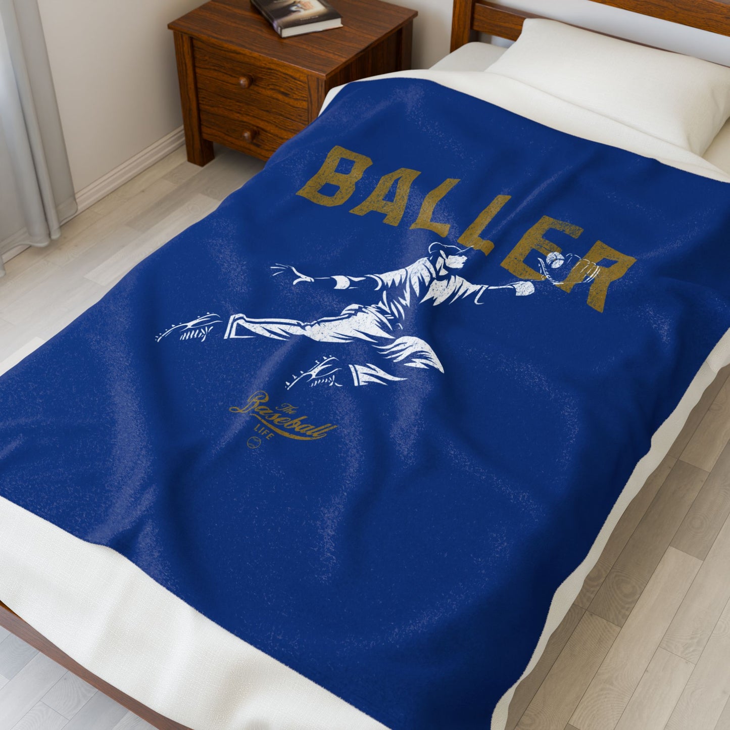 Velveteen Plush Blanket_Baller_Royal Blue