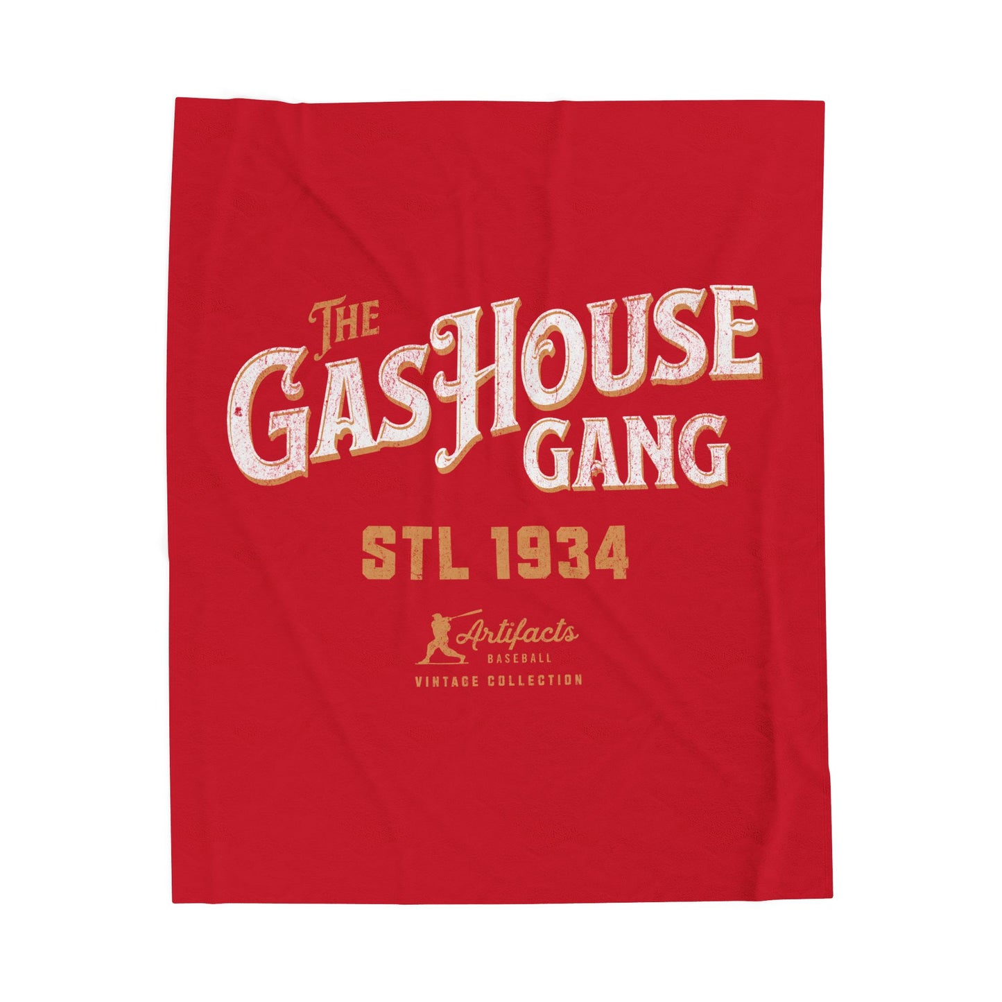 Velveteen Plush Blanket_Artifacts Baseball Collection_Gashouse Gang_Red
