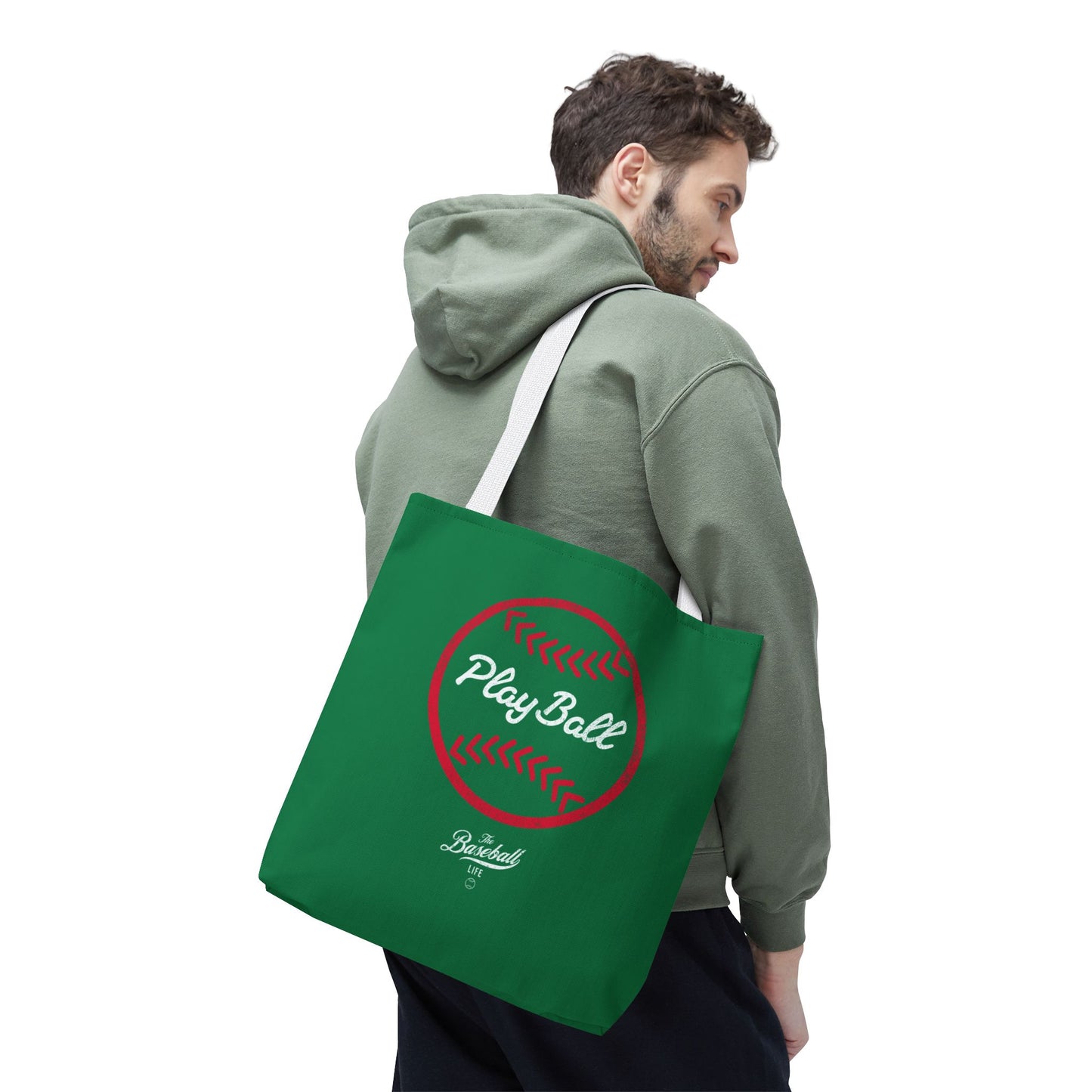 Baseball Icon Play Ball Tote Bag_Green