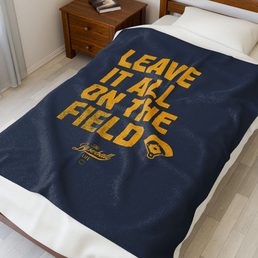 Velveteen Plush Blanket_Leave It All On The Field_Navy