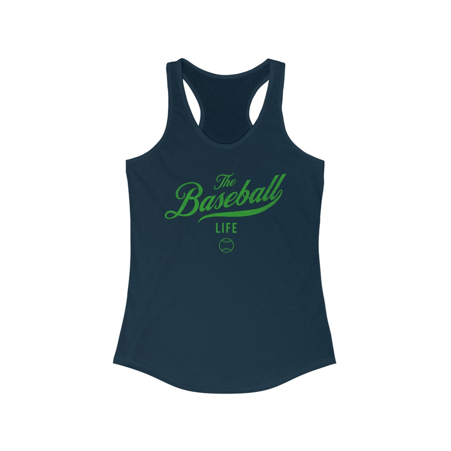 The Baseball Life Classic Script Tank_Green Print