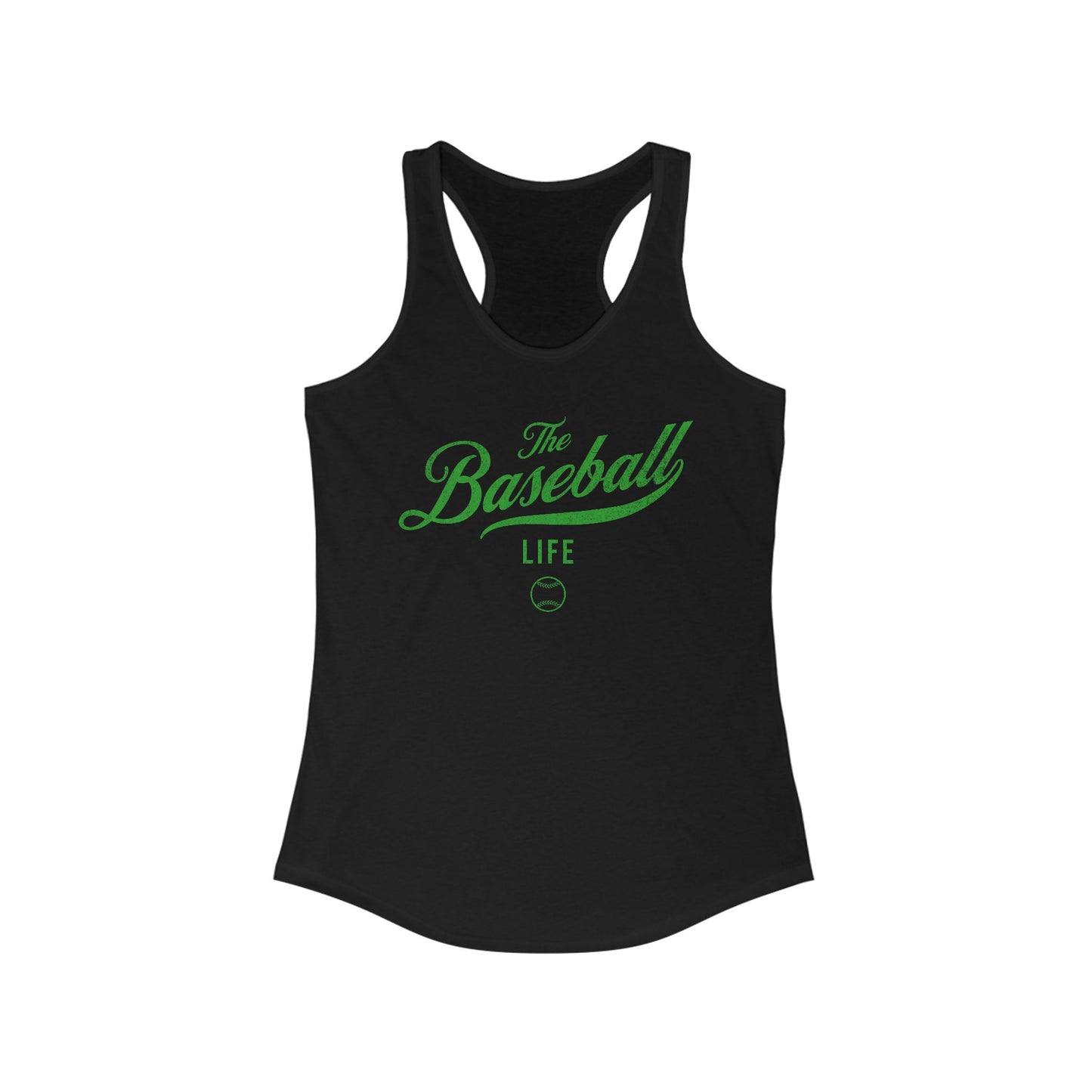 The Baseball Life Classic Script Tank_Green Print