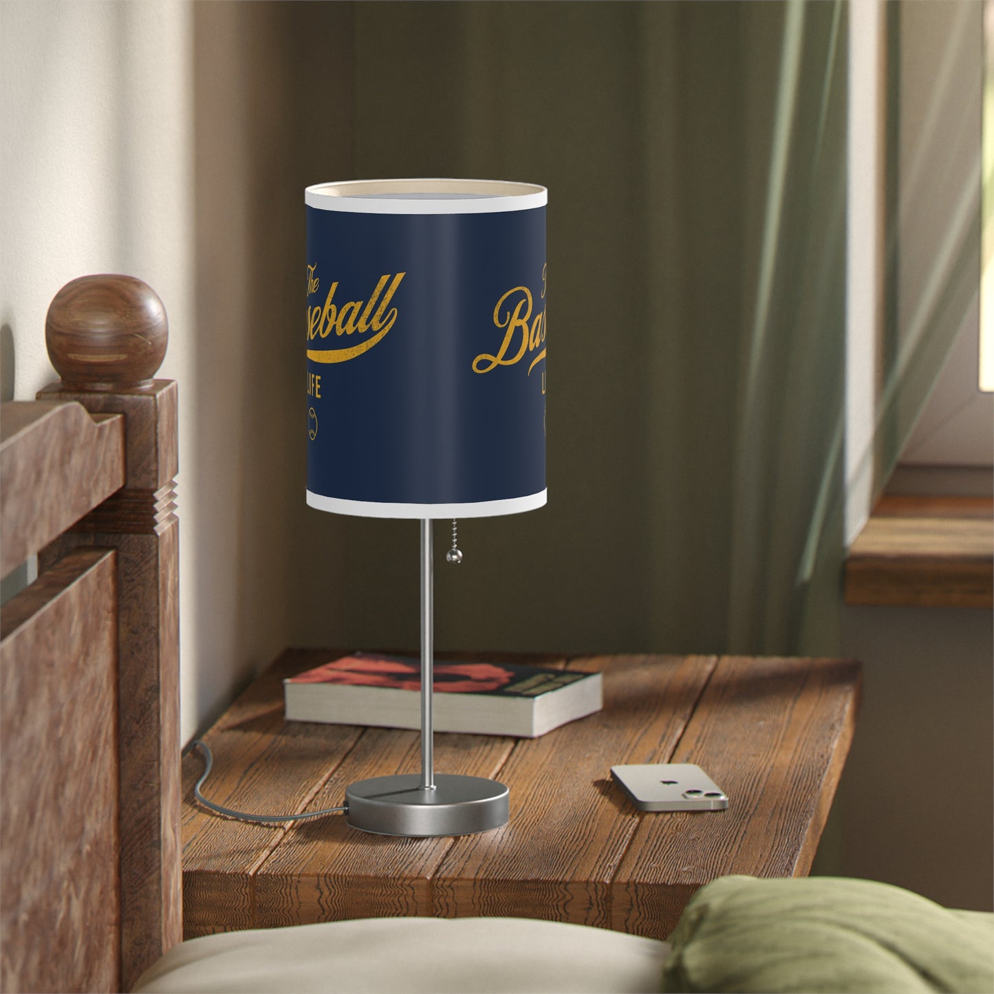 Table Lamp_Navy w Yellow Gold Print