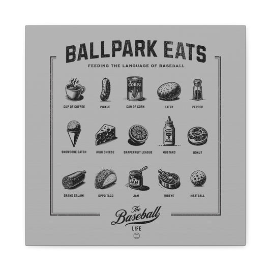 Ballpark Eats_Feeding the Language of Baseball Wall Art Canvas_Silver Gray