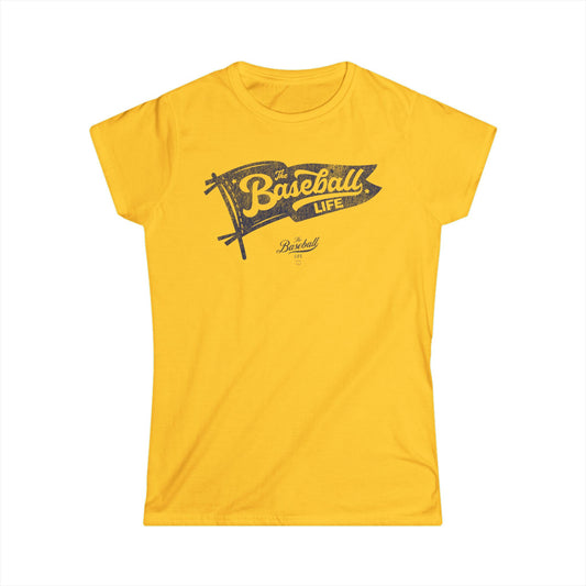 Women's Vintage Baseball Pennant T-Shirt - Navy Print