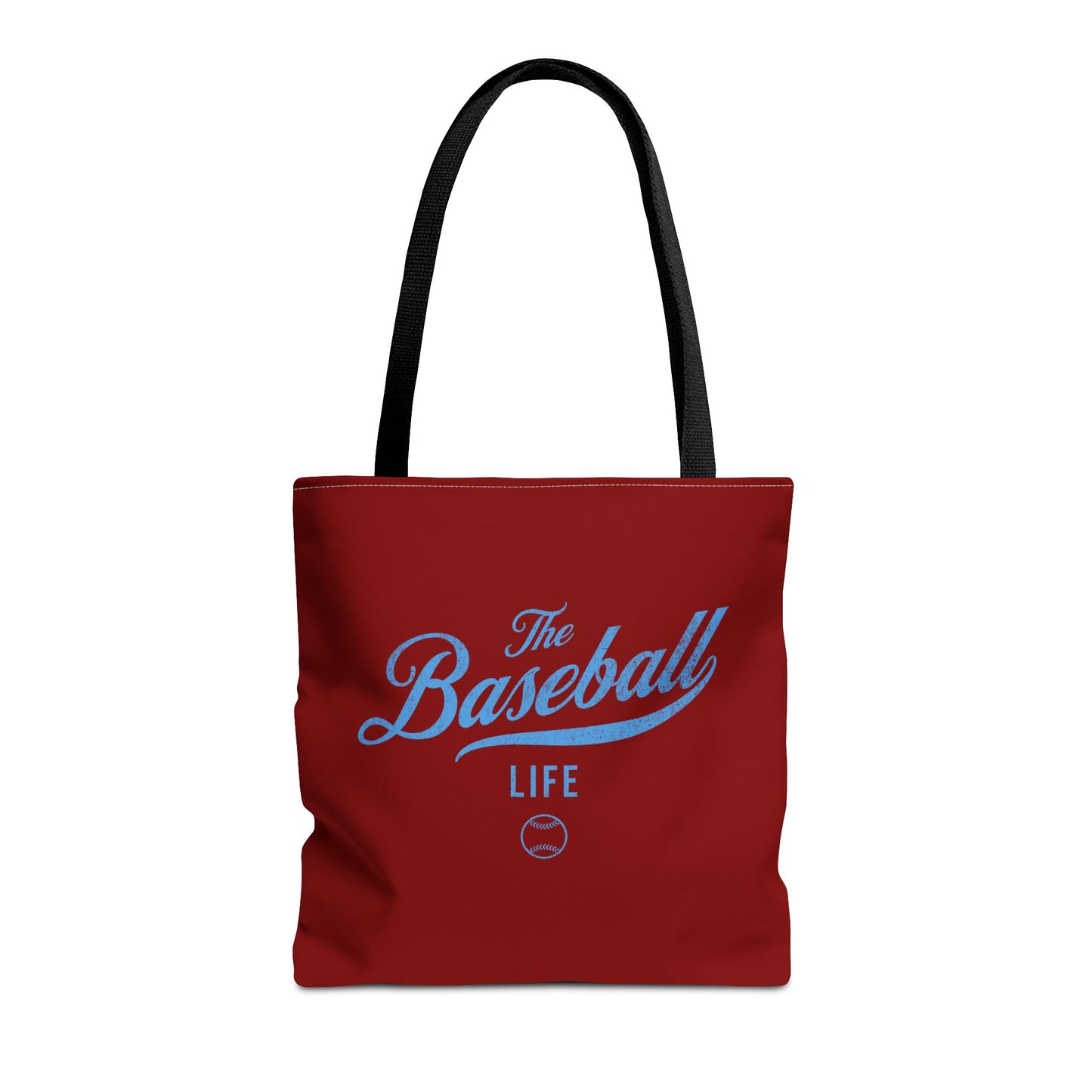 The Baseball Life Tote Bag_Maroon w Carolina Blue Print