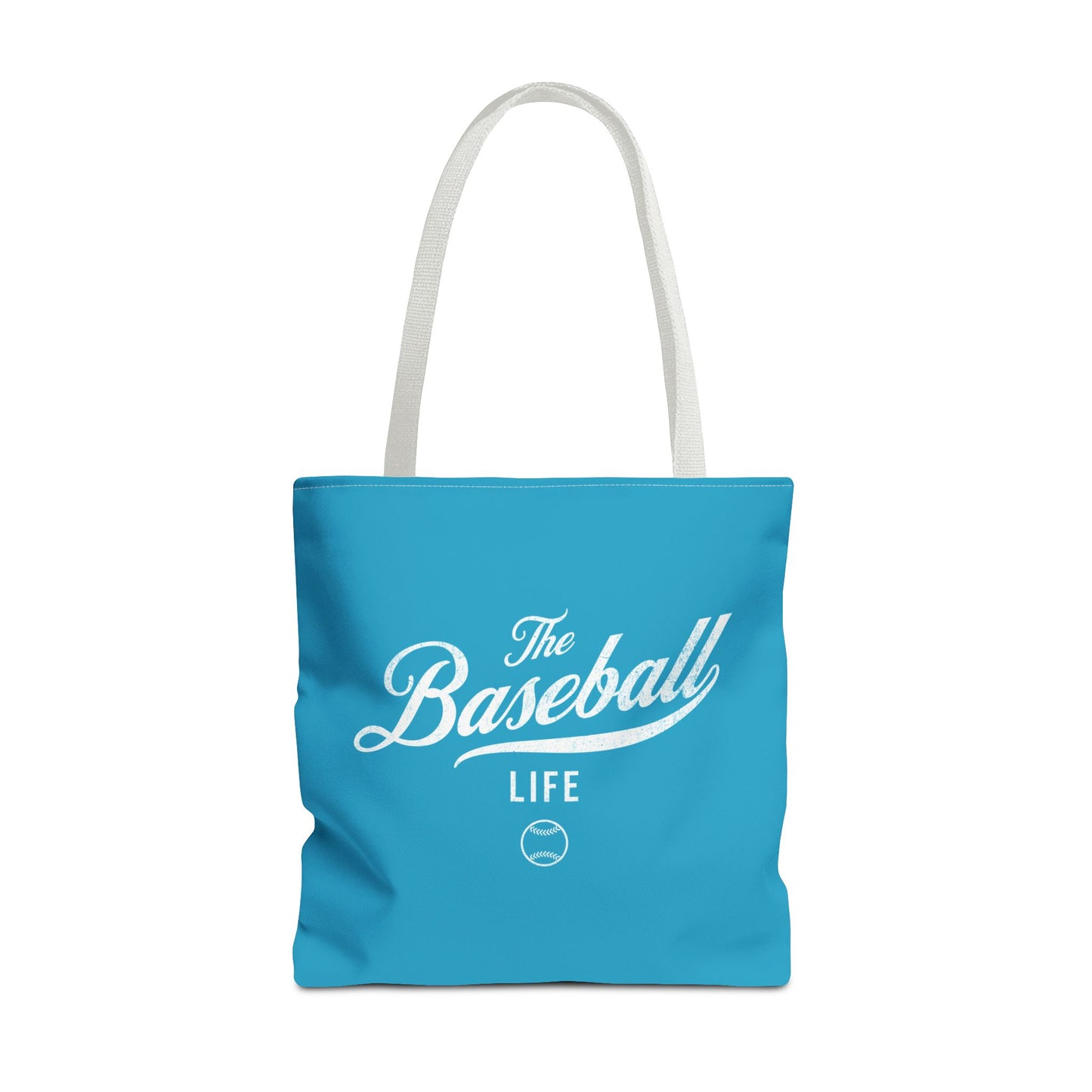 The Baseball Life Tote Bag_Turquoise w White Print