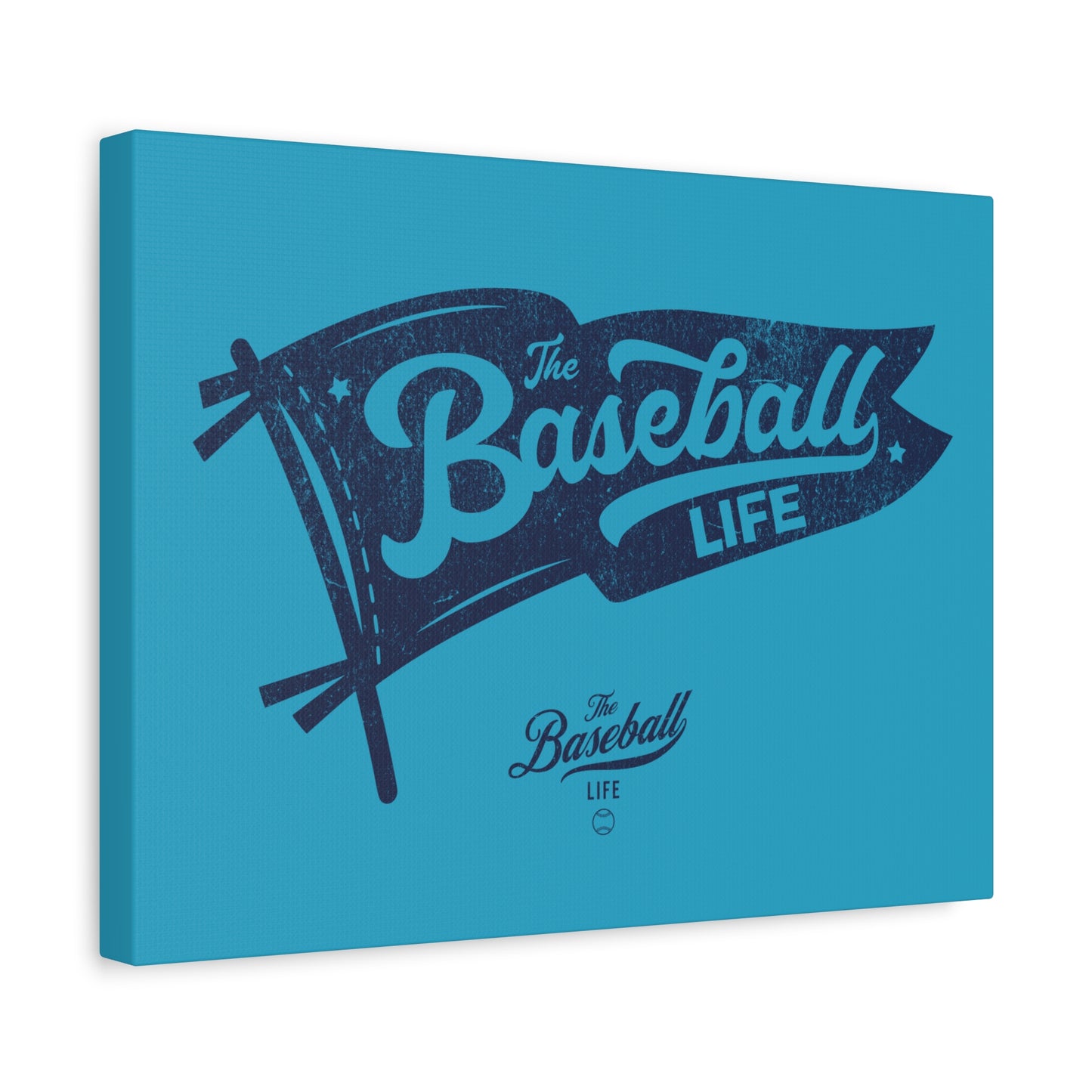 Classic Pennant Wall Art Canvas_Navy Print on Turquoise