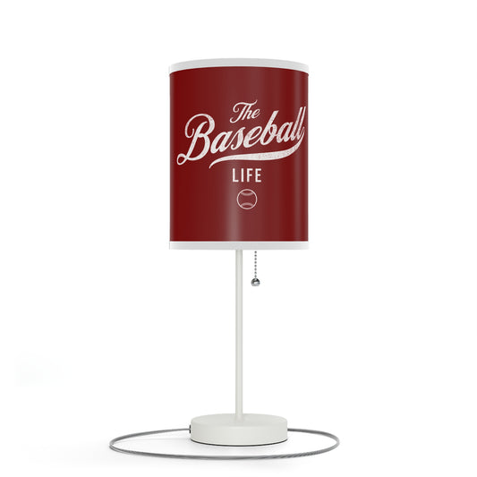 Table Lamp_Maroon w White Print