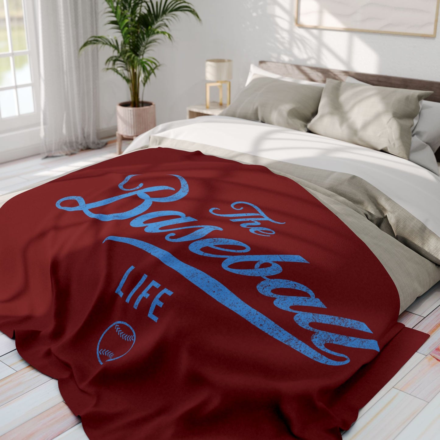 Fleece Blanket_Maroon w Carolina Blue Print