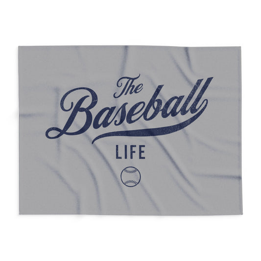 Fleece Blanket_Silver Gray w Navy Print