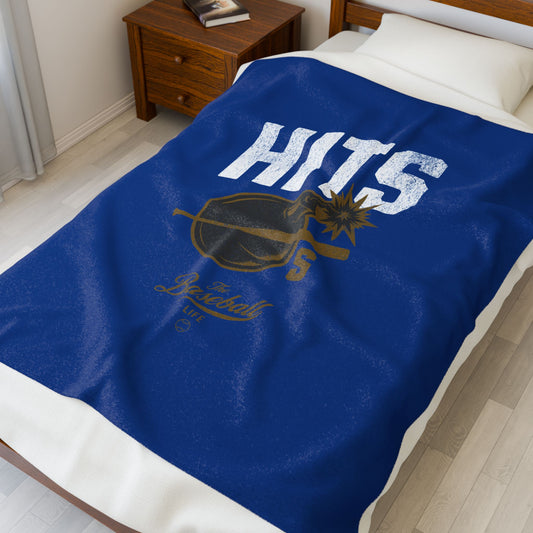 Velveteen Plush Blanket_Hits Bombs_Royal Blue