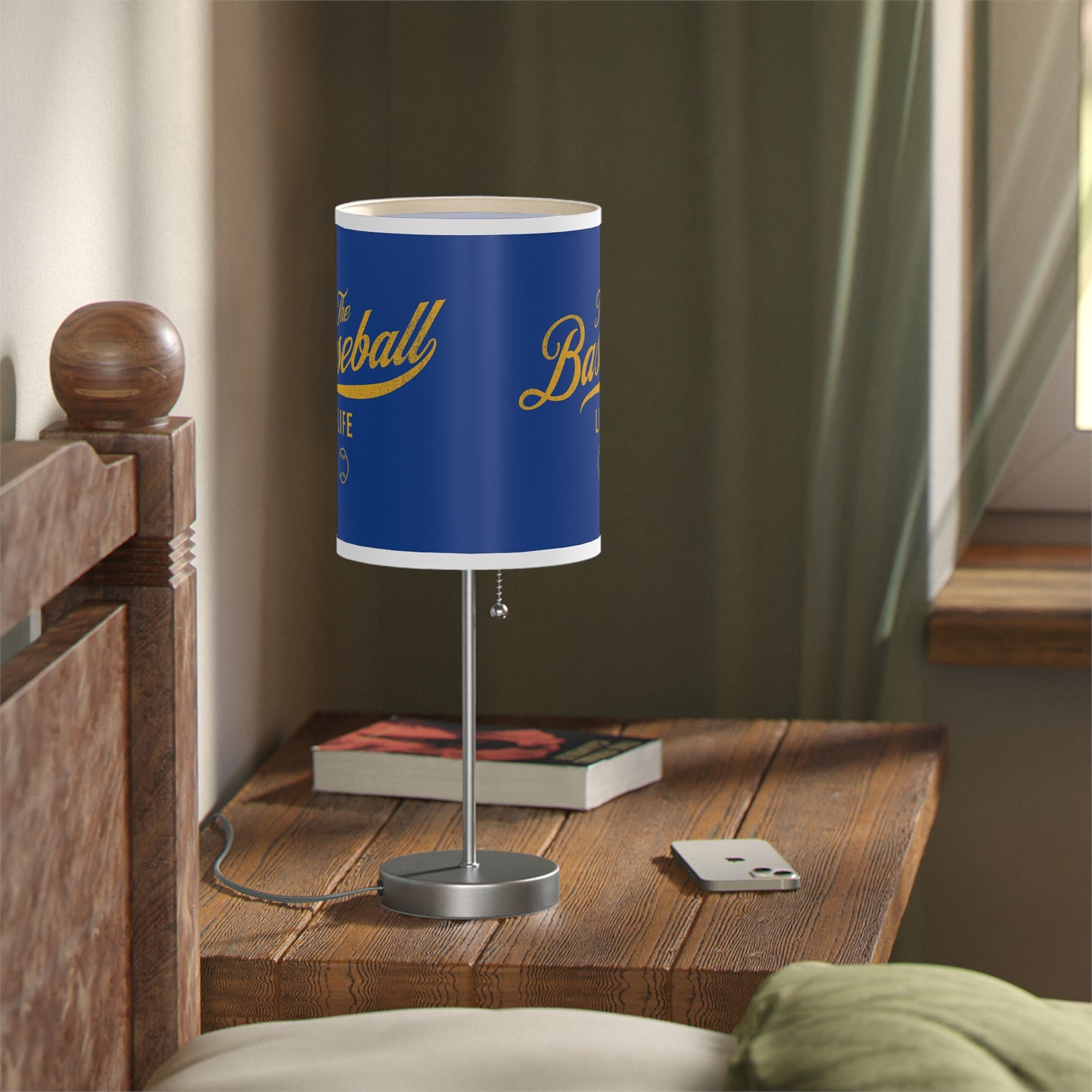 Table Lamp_Royal Blue w Yellow Gold Print