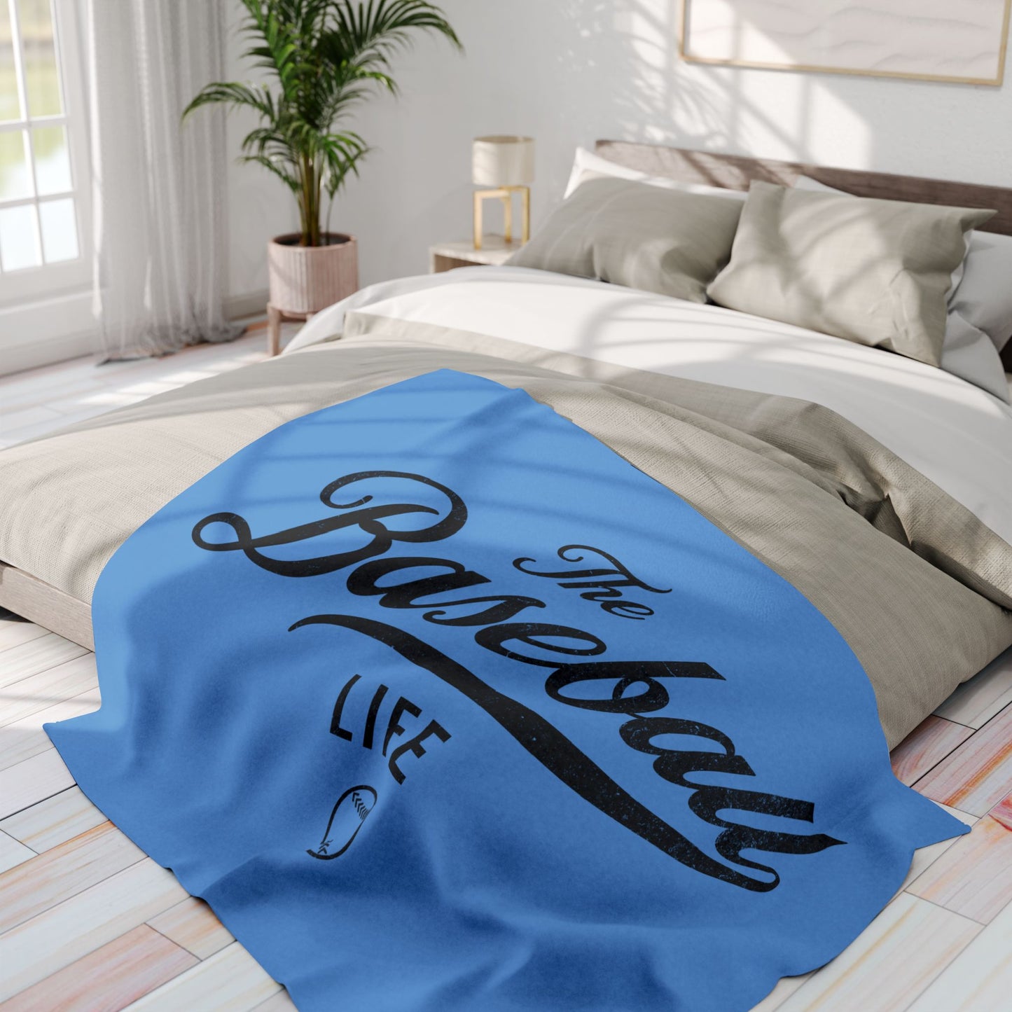 Fleece Blanket_Carolina Blue w Black Print