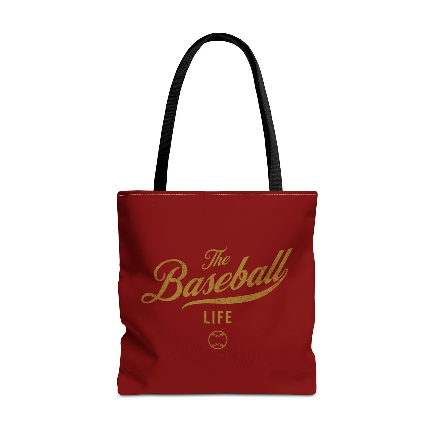The Baseball Life Tote Bag_Maroon w Old Gold Print