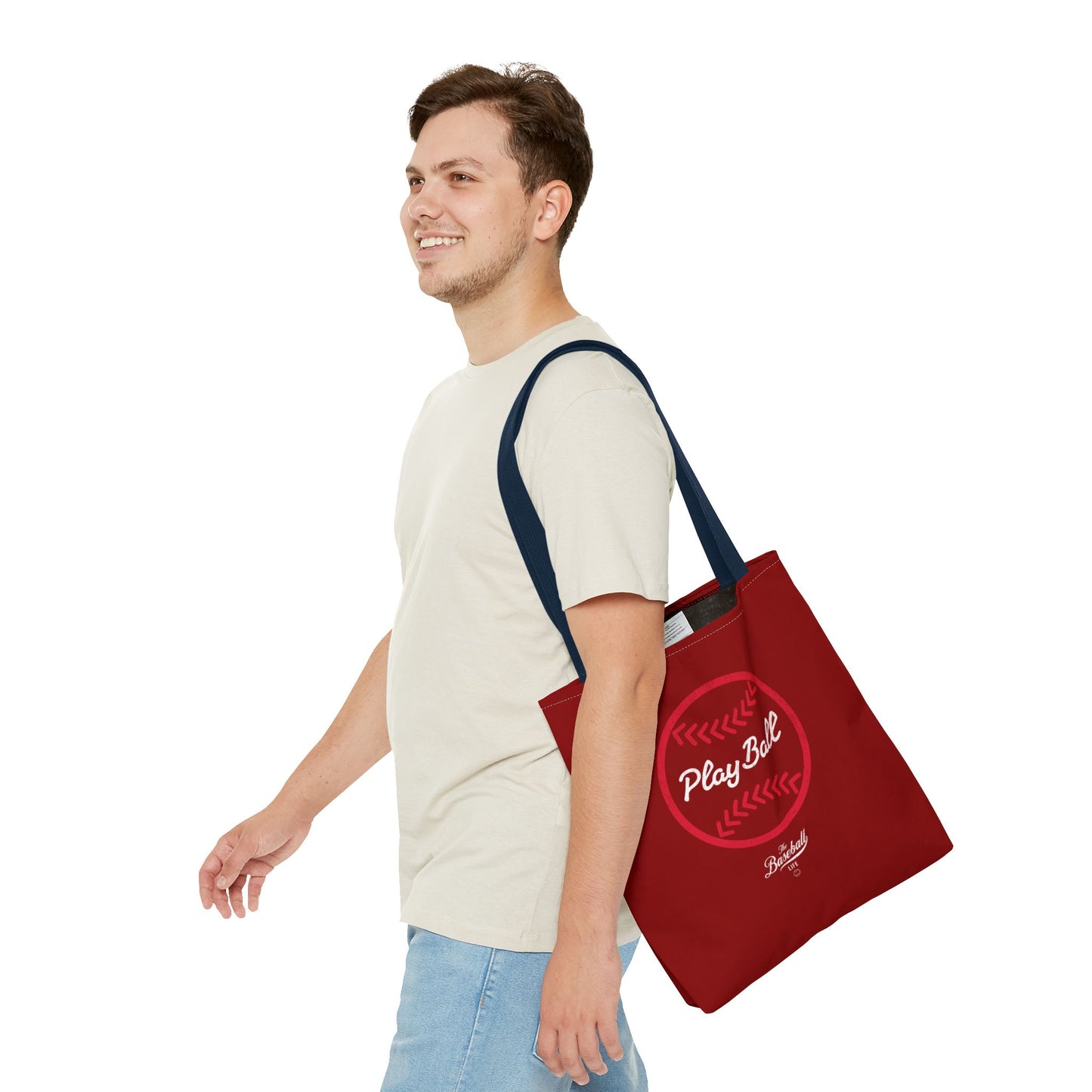 Baseball Icon Play Ball Tote Bag_Maroon