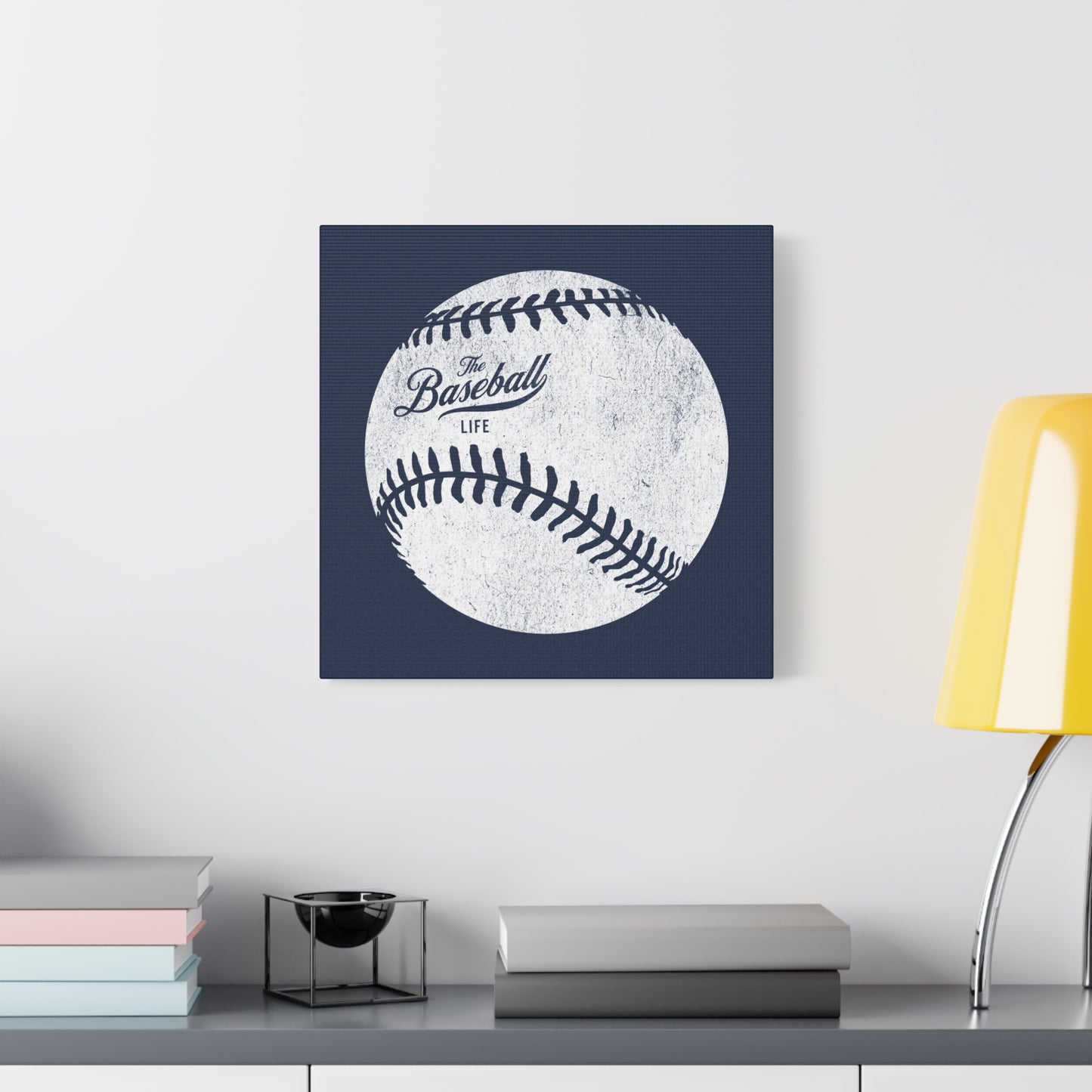 Weathered Baseball Wall Art Canvas_Navy
