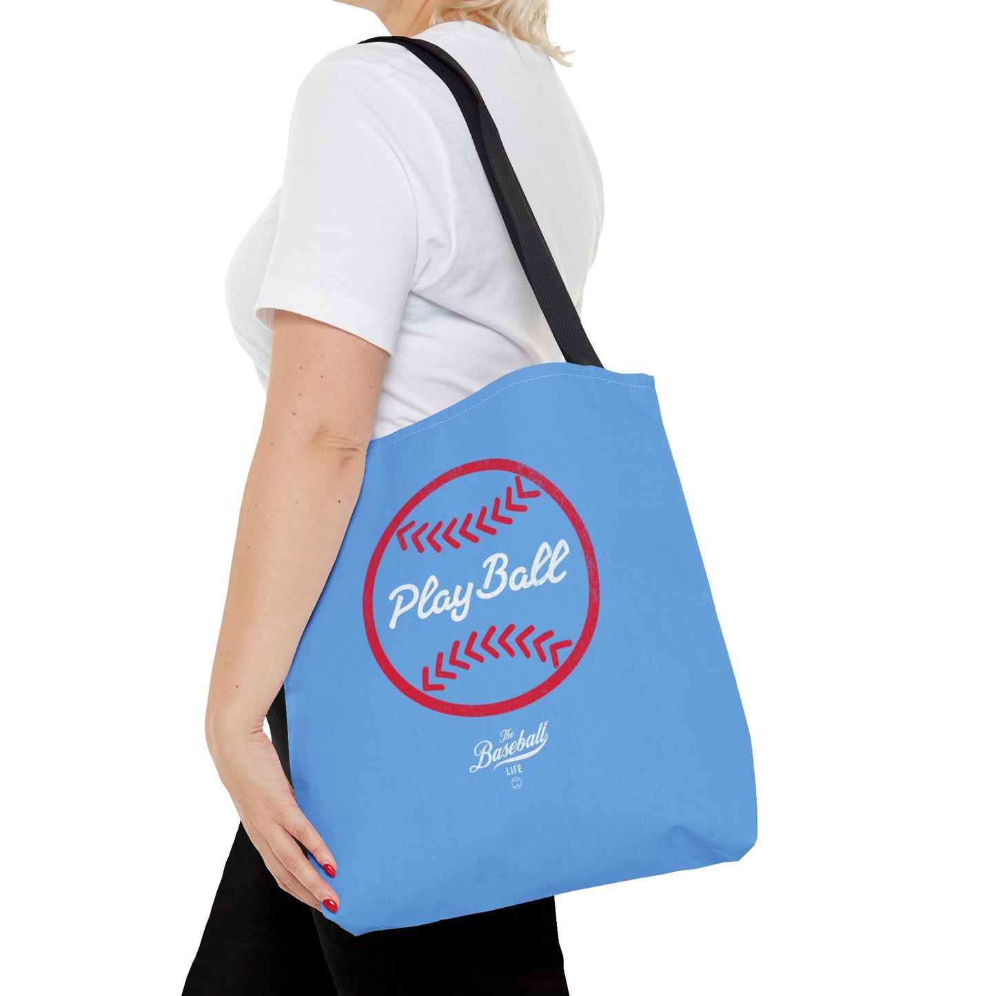 Baseball Icon Play Ball Tote Bag_Carolina Blue
