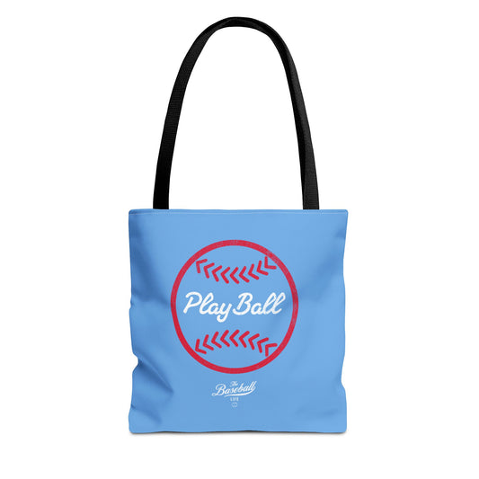 Baseball Icon Play Ball Tote Bag_Carolina Blue