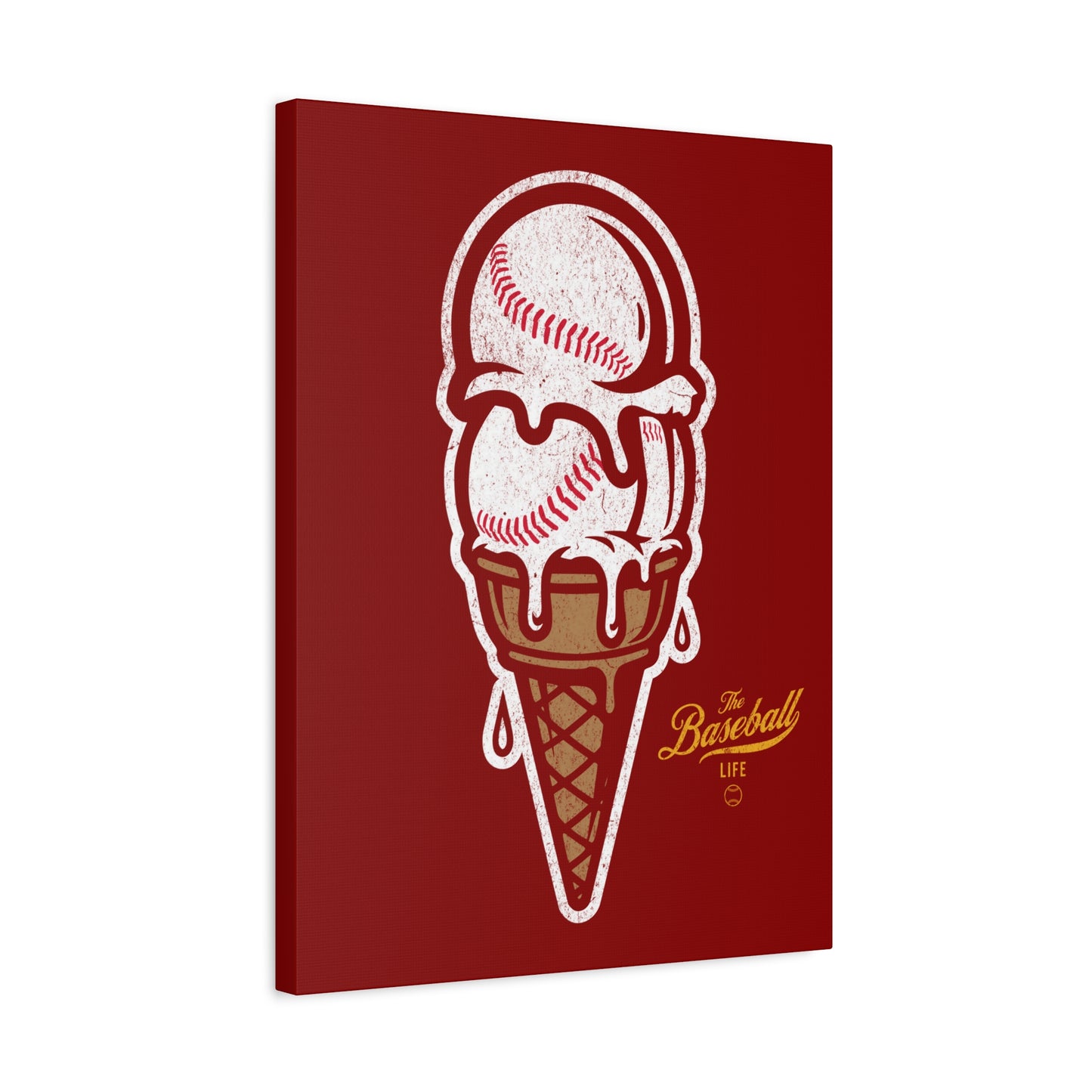 Baseball Ice Cream Cone Wall Art Canvas_Cardinal Red