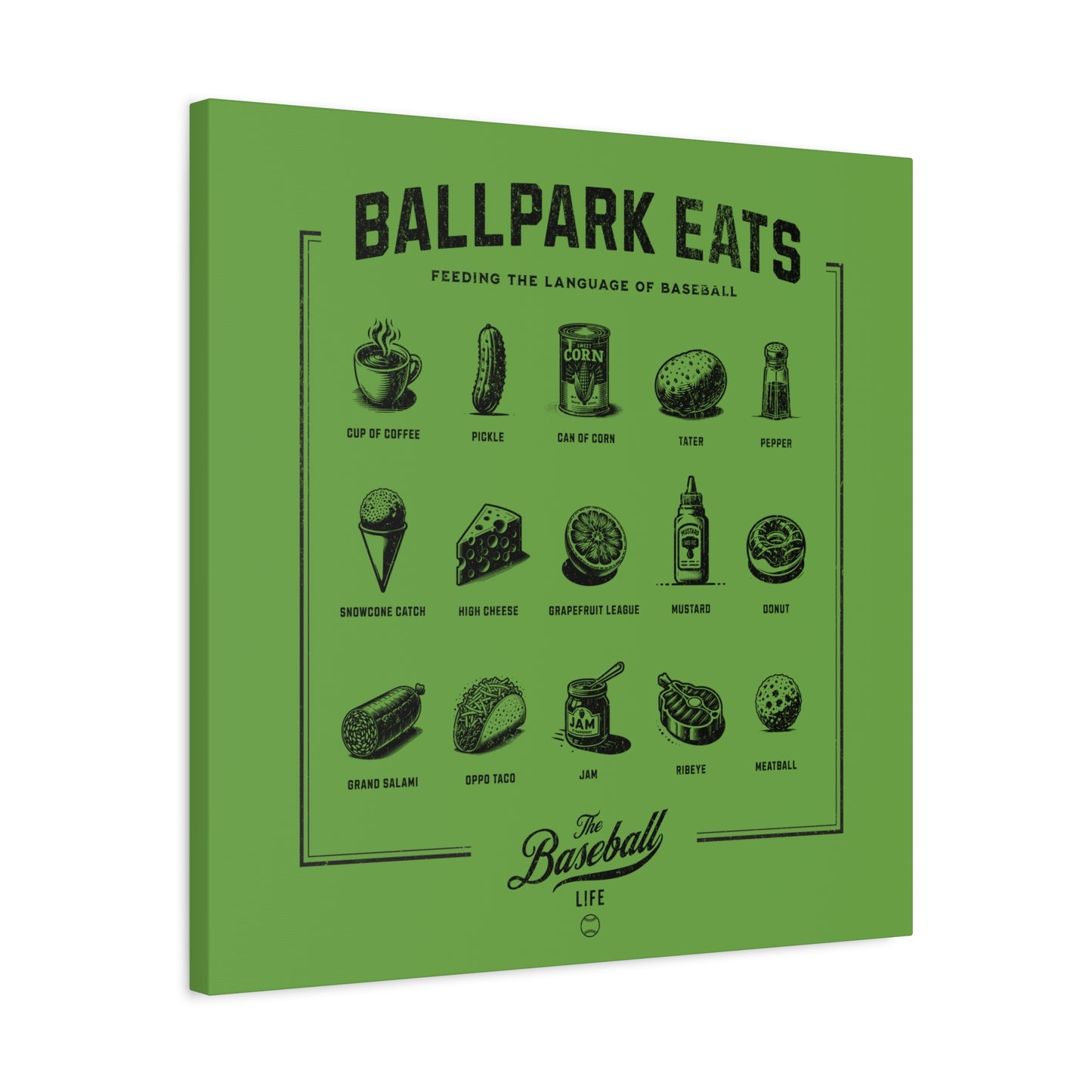 Ballpark Eats_Feeding the Language of Baseball Wall Art Canvas_Grass Green