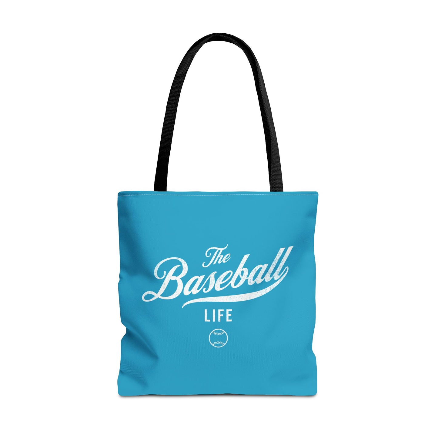The Baseball Life Tote Bag_Turquoise w White Print