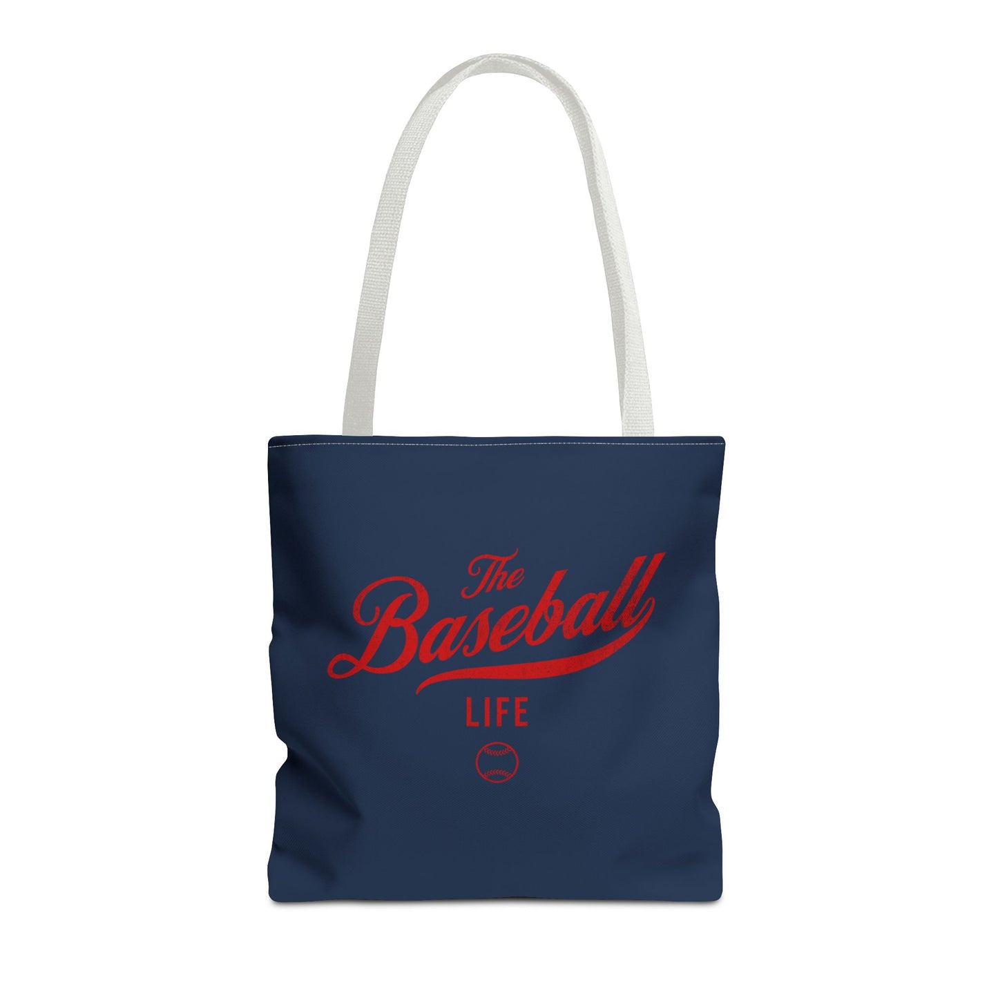 The Baseball Life Tote Bag_Navy w Red Print