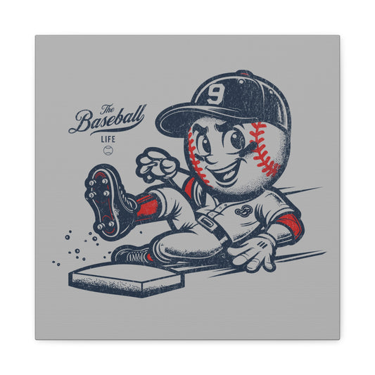 Mr. Baseball Mascot Sliding Wall Art Canvas