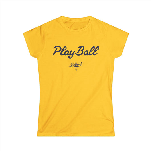 Play Ball Women's Baseball T-Shirt - Navy Print
