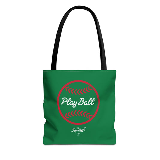 Baseball Icon Play Ball Tote Bag_Green