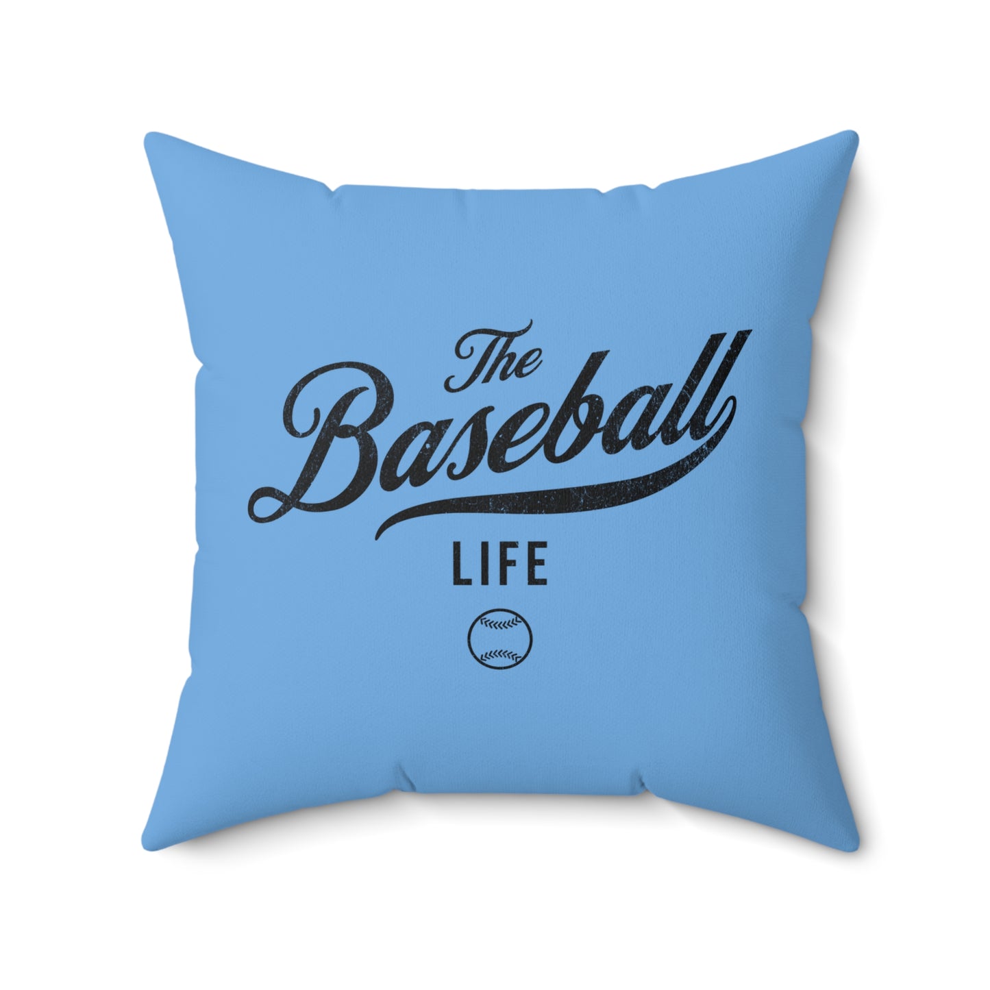 The Baseball Life Accent Pillow_Carolina Blue w Black Print
