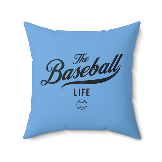 The Baseball Life Accent Pillow_Carolina Blue w Black Print