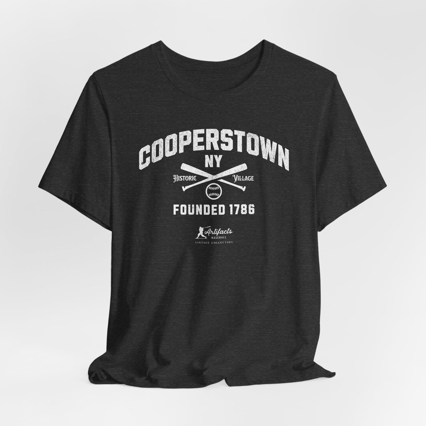 Cooperstown NY White Print_Artifacts Baseball Collection T-Shirt