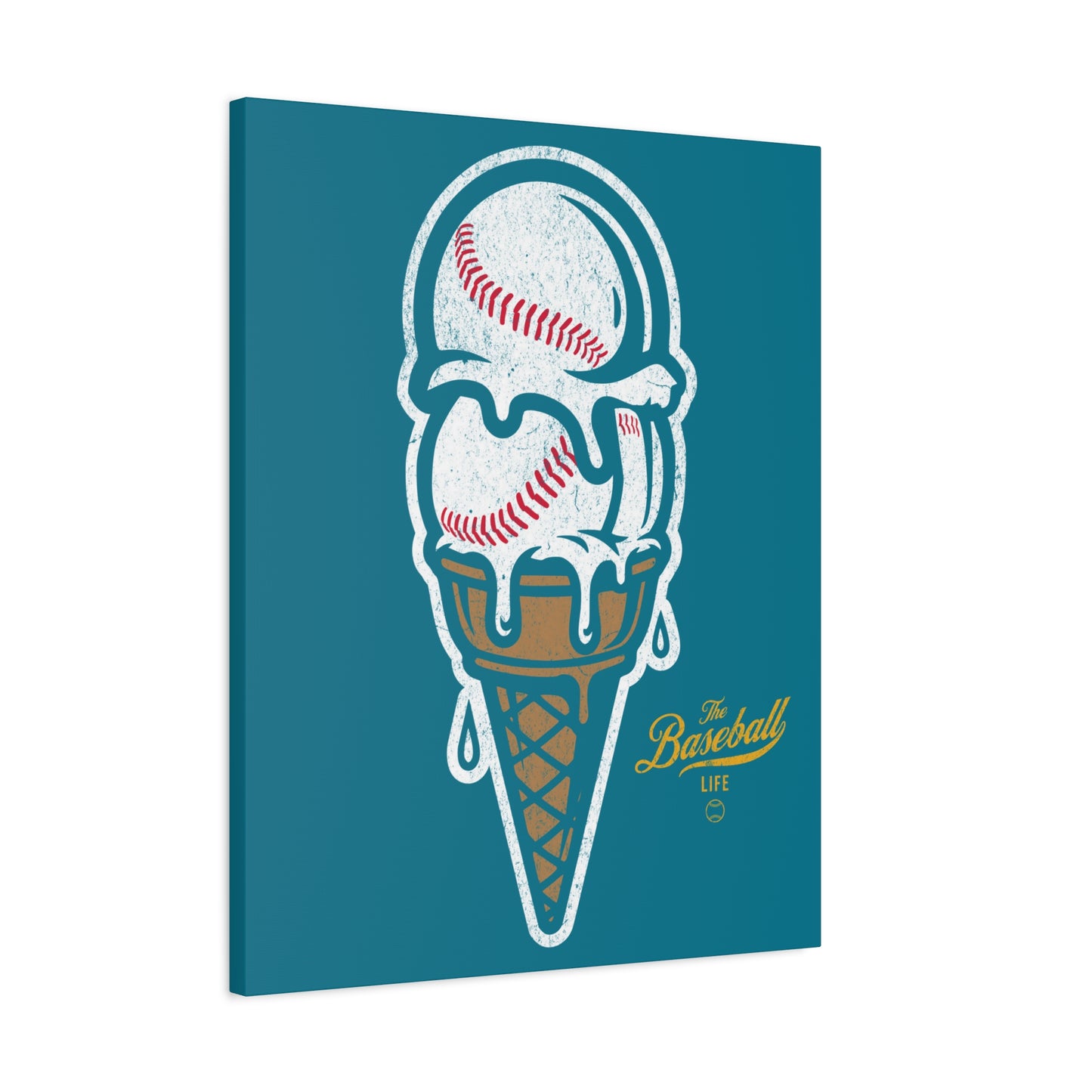 Baseball Ice Cream Cone Wall Art Canvas_Deep Aqua