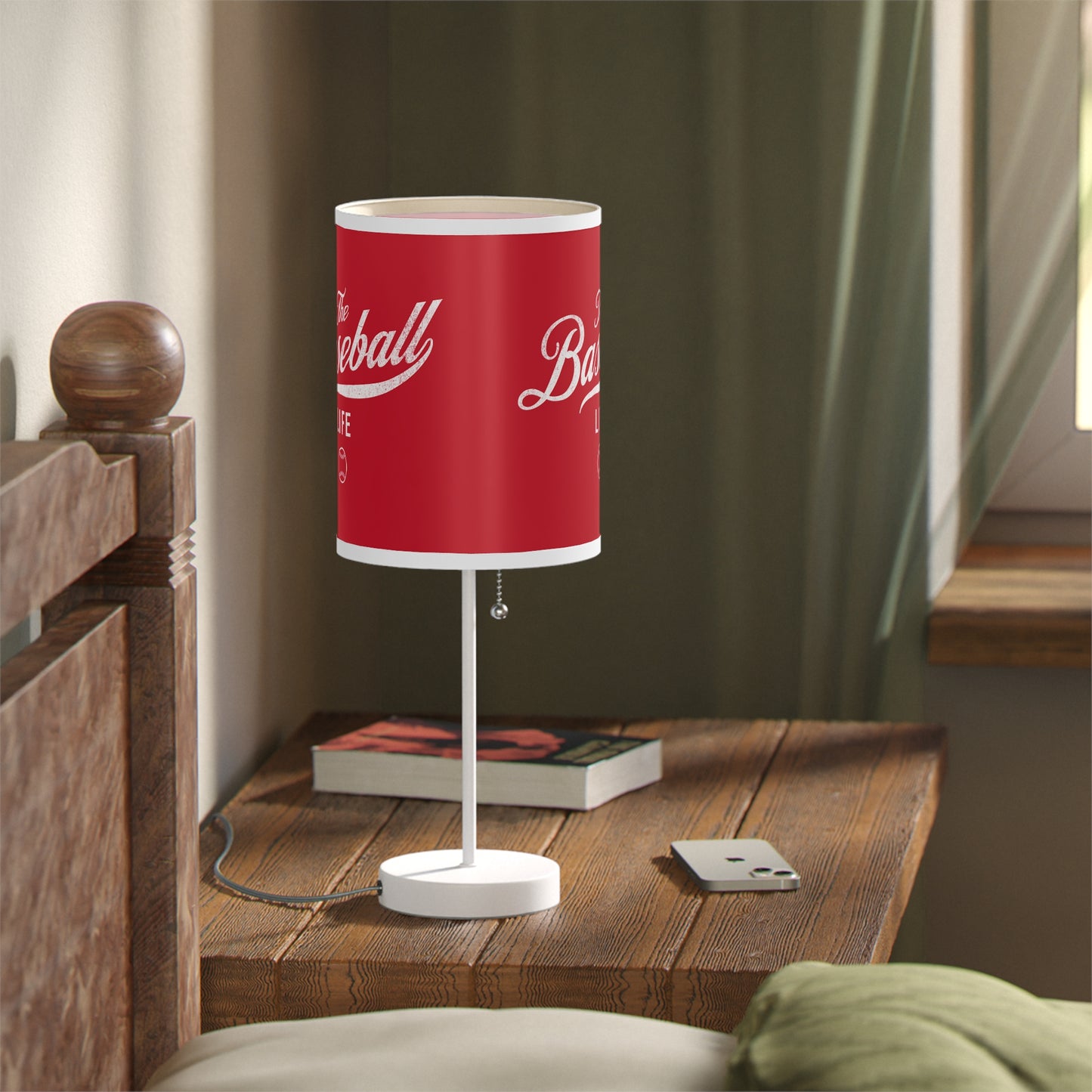 Table Lamp_Red w White Print