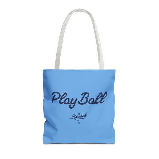 Play Ball Tote Bag_Carolina Blue with Navy Print