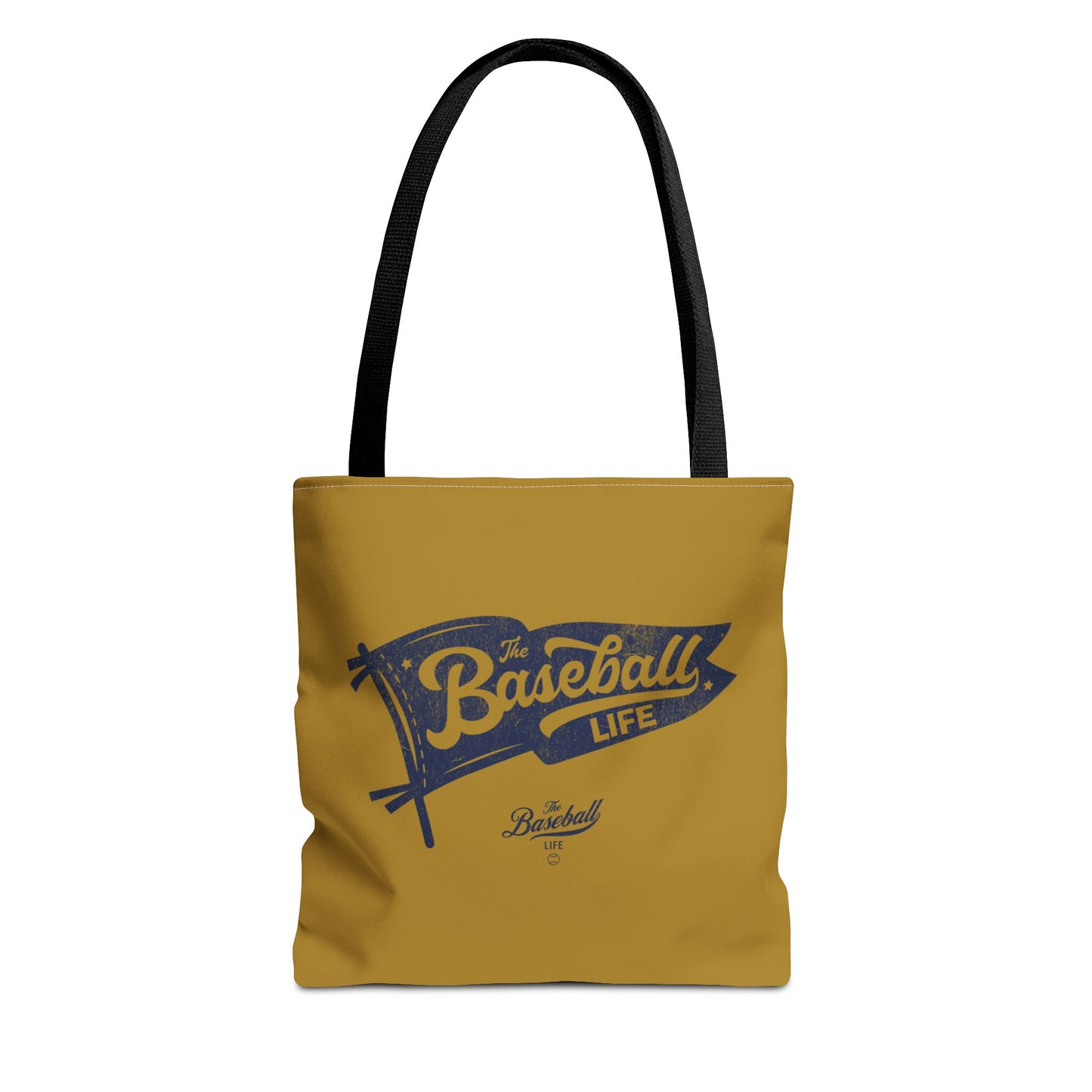 Vintage Pennant Tote Bag_Navy Print on Old Gold