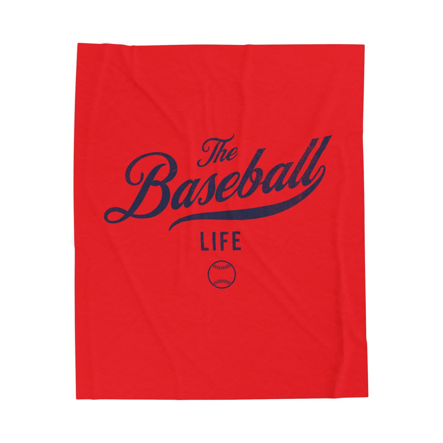 Velveteen Plush Blanket_Bright Red with Navy Print