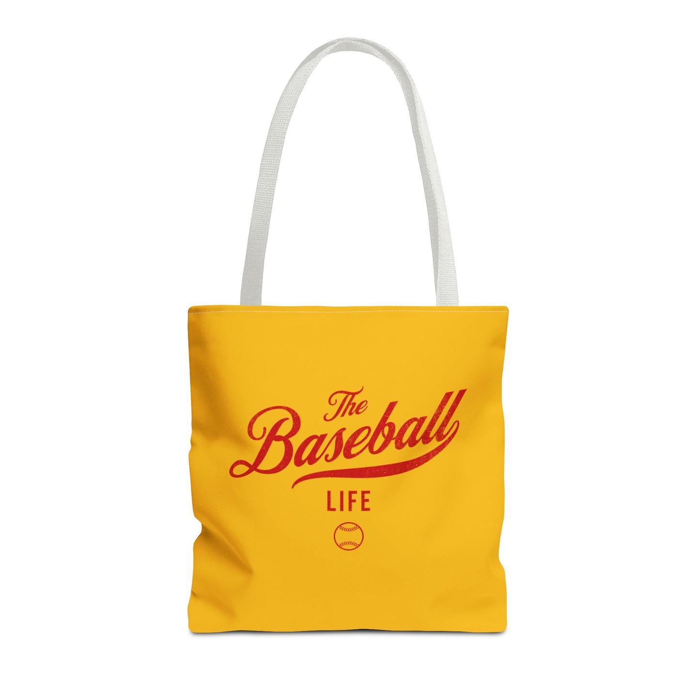 The Baseball Life Tote Bag_Yellow Gold w Red Print
