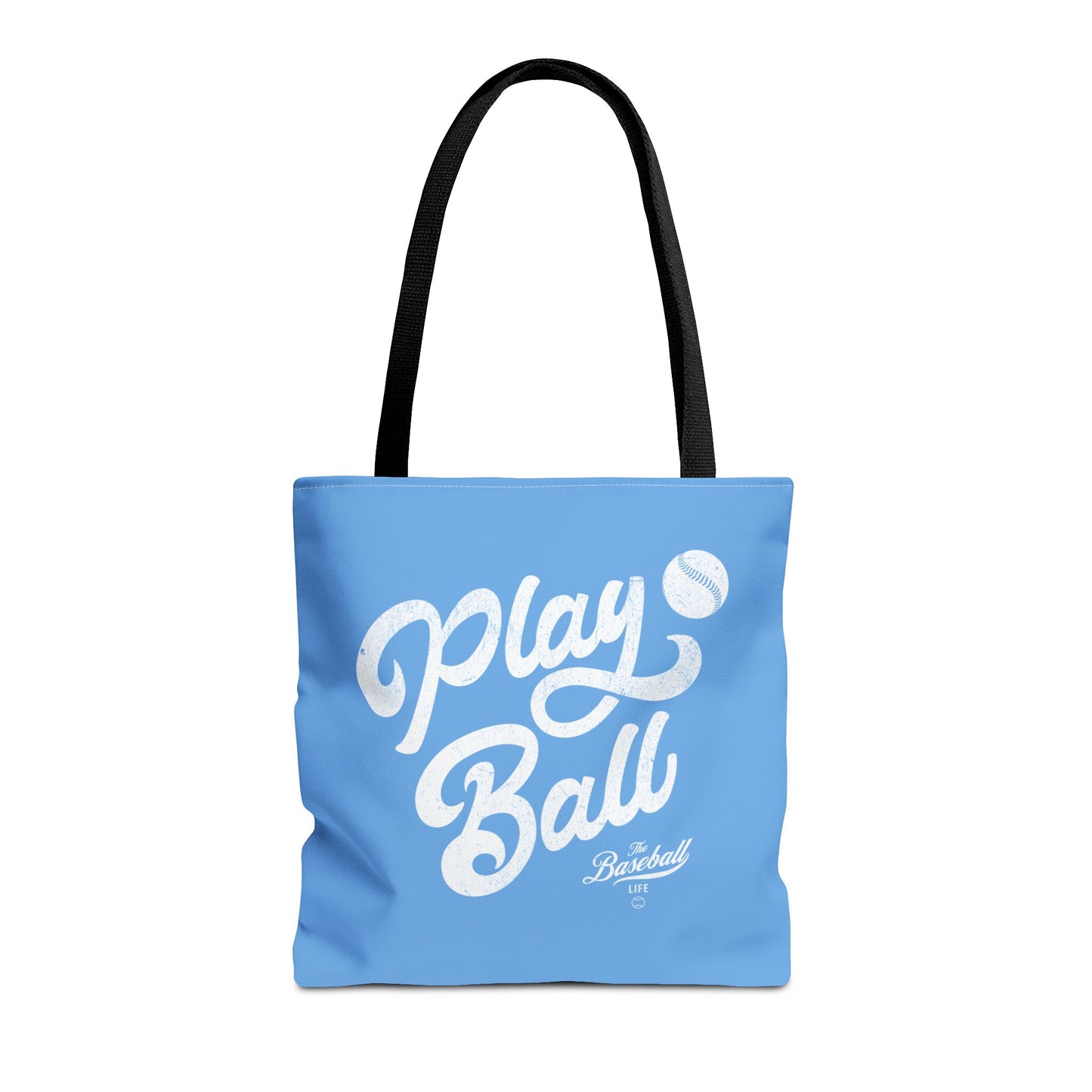 Play Ball Script Tote Bag_Carolina Blue