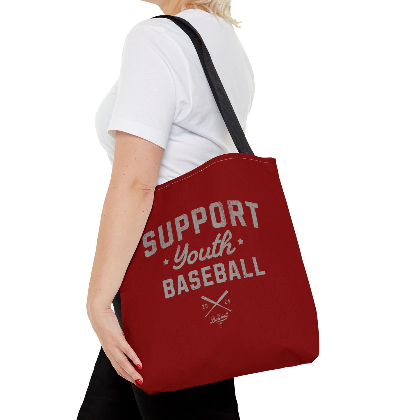 Support Youth Baseball Tote Bag_Maroon