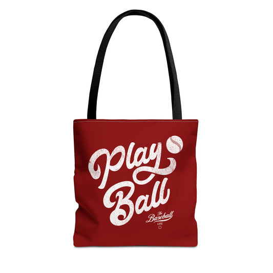 Play Ball Script Tote Bag_Maroon
