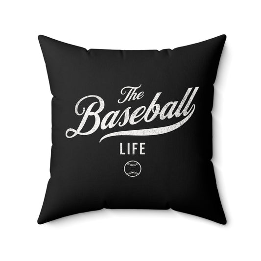 The Baseball Life Accent Pillow_Black w White Print