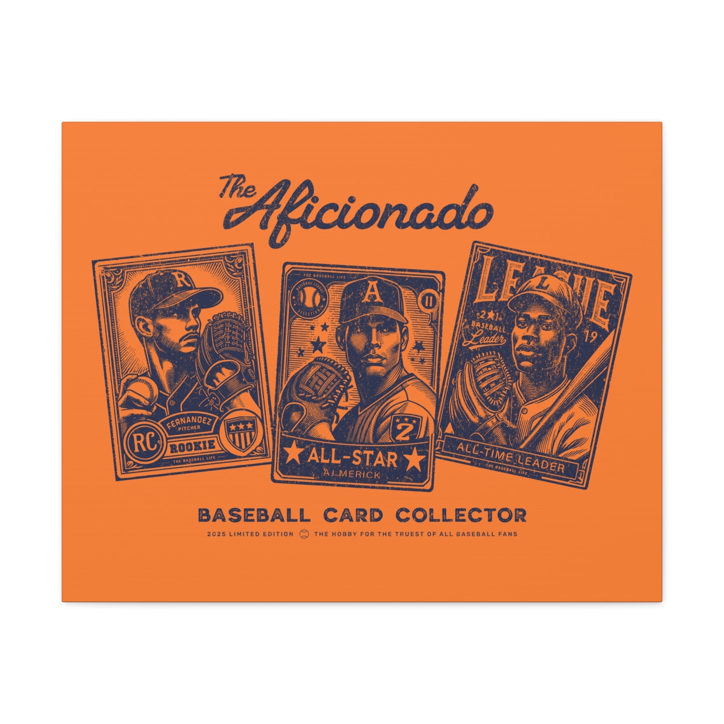 The Aficionado Baseball Card Collector Wall Art Canvas_Orange