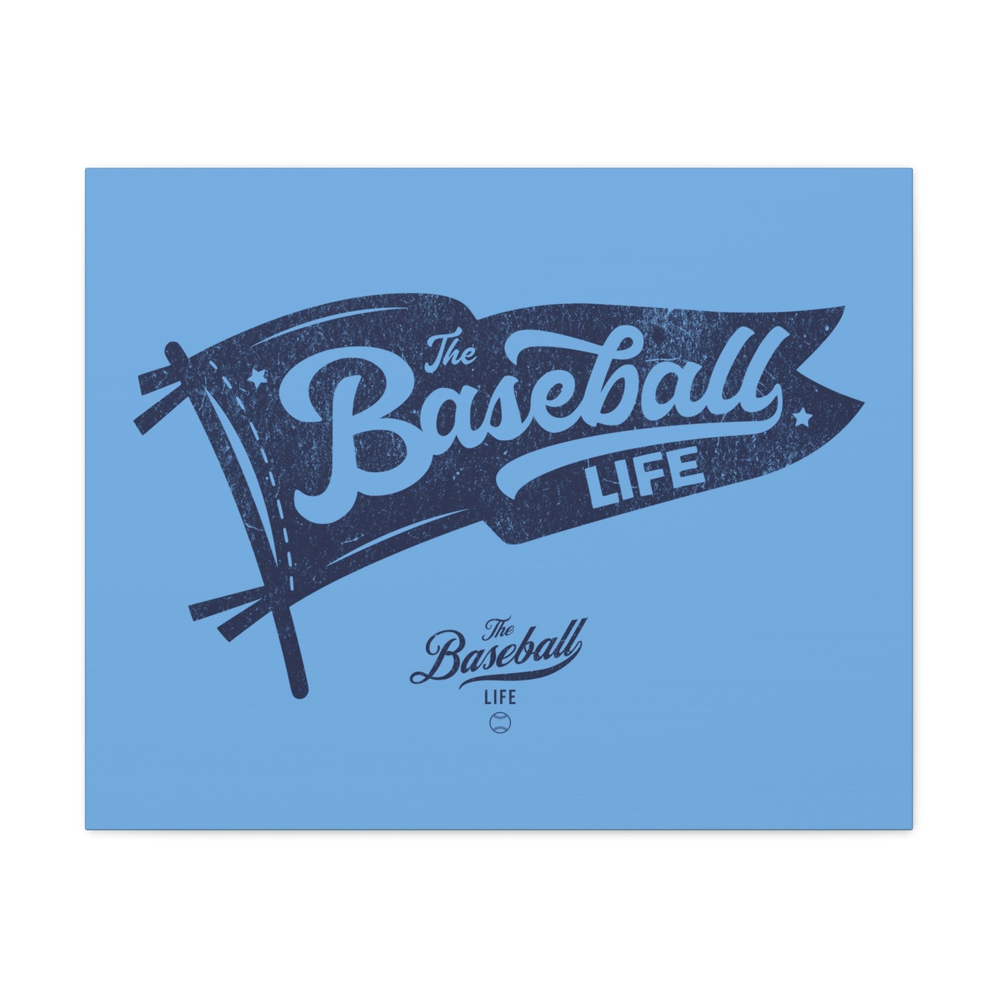 Classic Pennant Wall Art Canvas_Navy Print on Carolina Blue