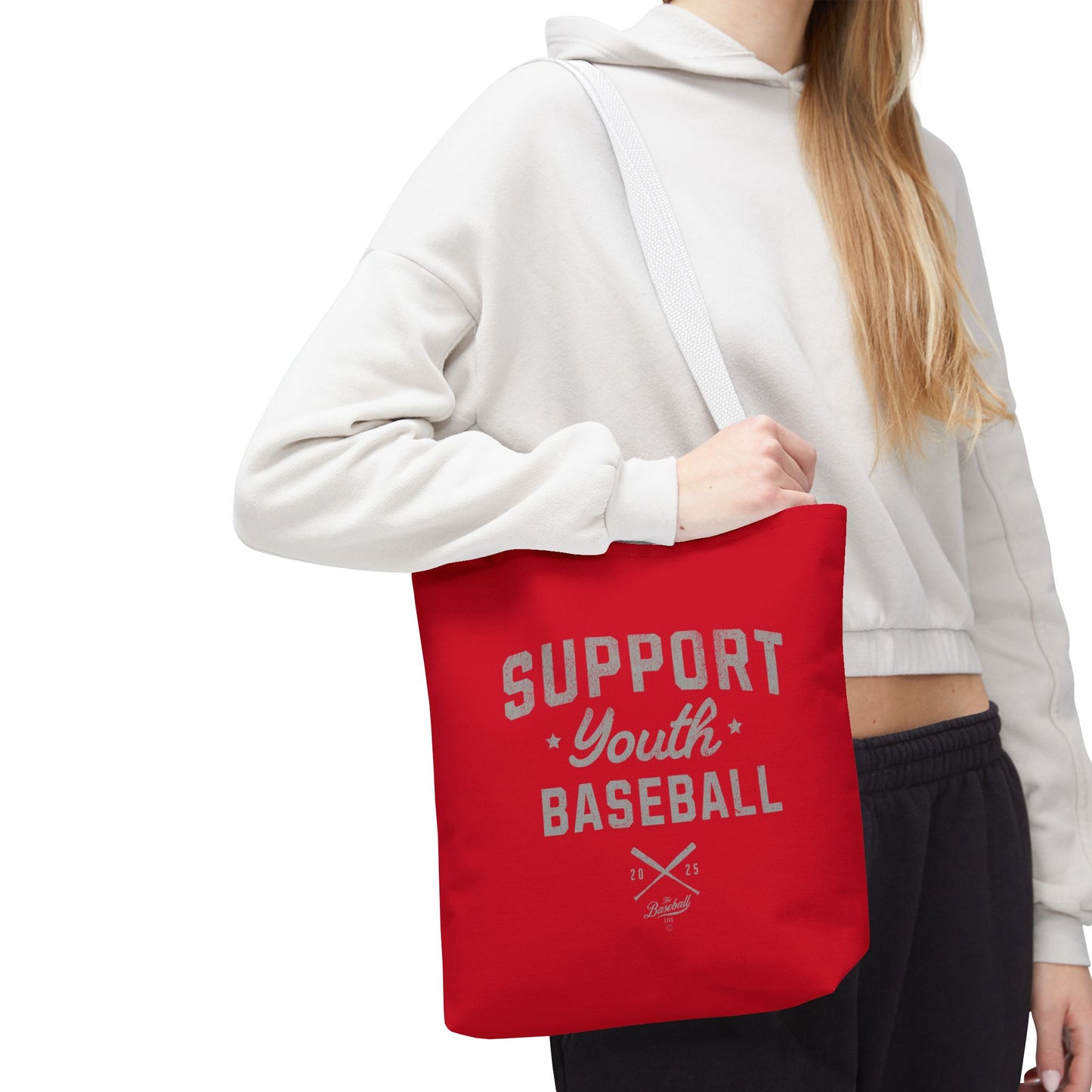 Support Youth Baseball Tote Bag_Red